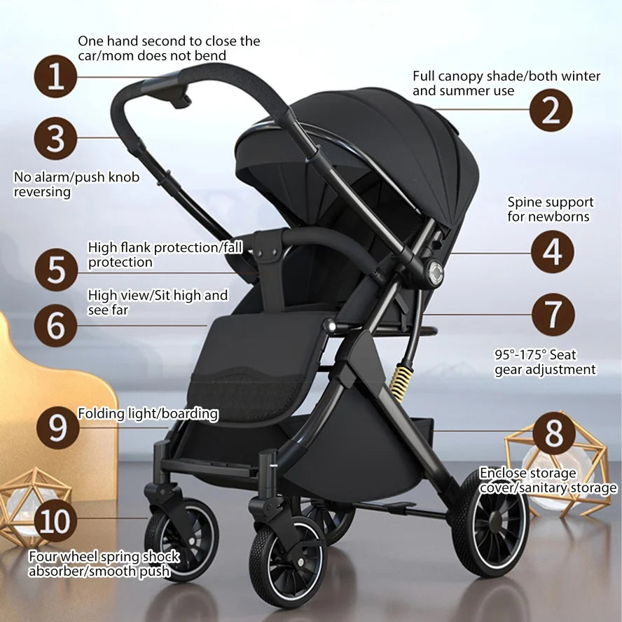 Poussette Légère Compacte Bébé - Pliage Une Main Nouveau-né