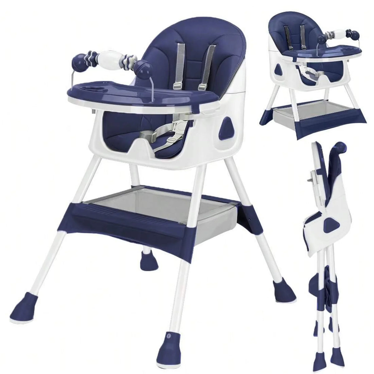 Chaise Haute Pliable Bébé Convertible – Repas & Jeu, Plateau Double Épaisseur