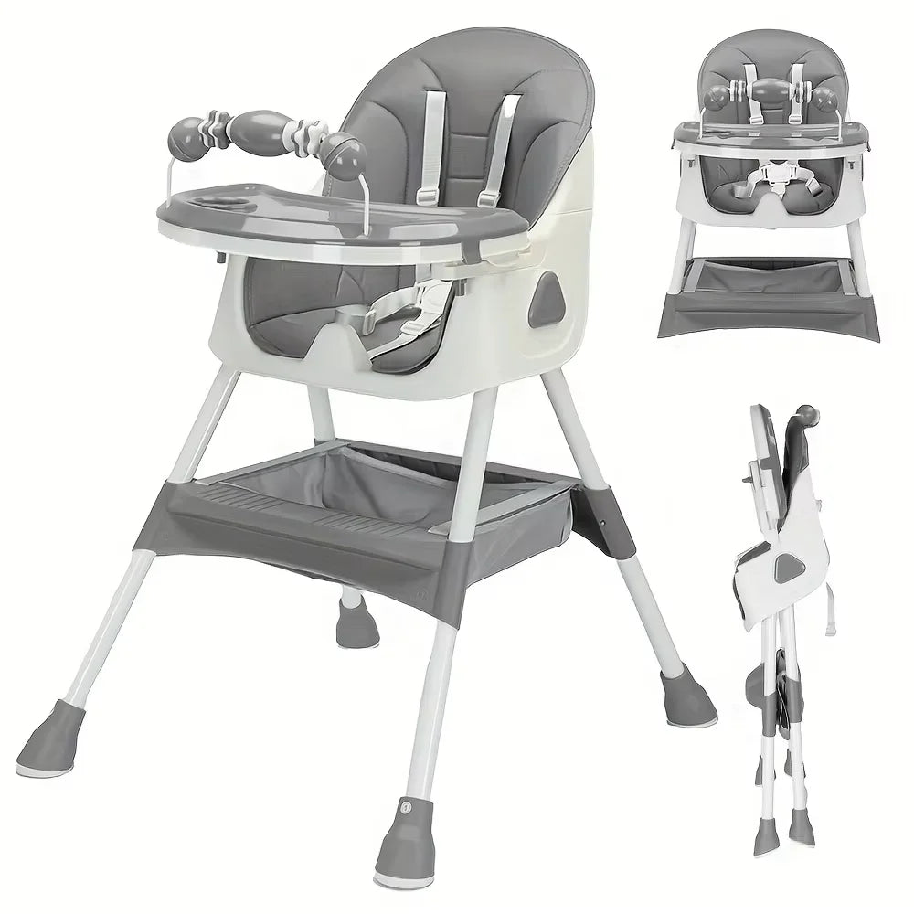 Chaise Haute Pliable Bébé 2 en 1 - Plateau Double Jouet Inclus Facile à Nettoyer