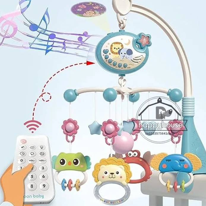 Mobile Musical Bébé avec Télécommande - Projection Lumineuse Lit