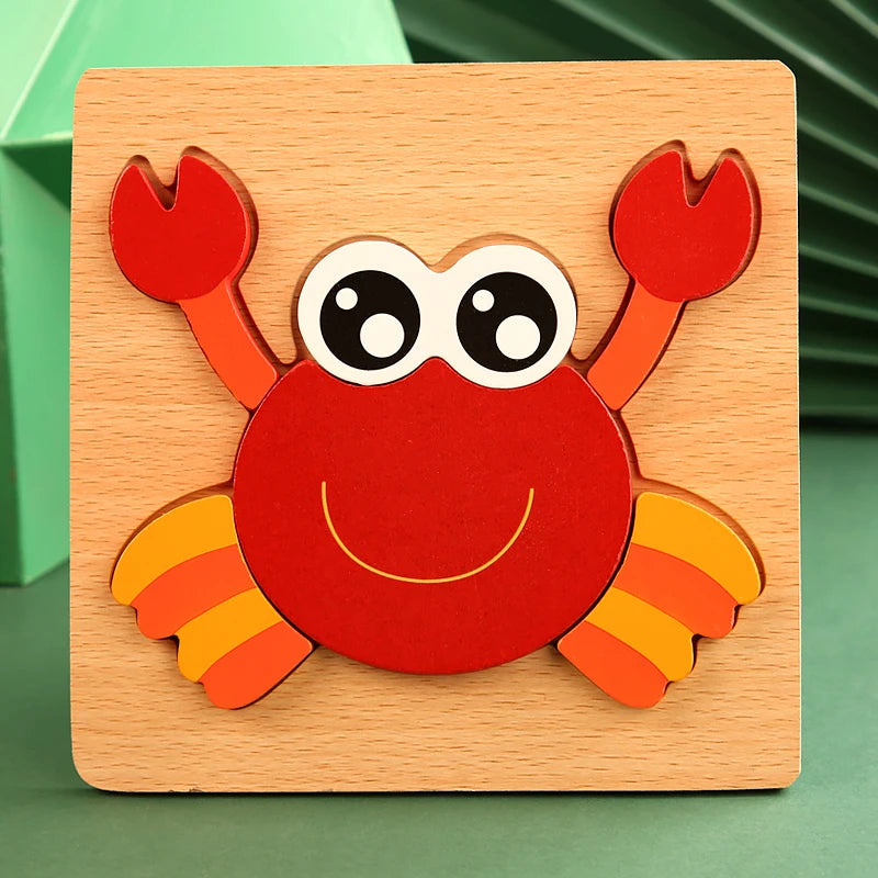 Puzzle en Bois 3D Animaux — Jeu d'Éveil et d'Apprentissage pour Bébé