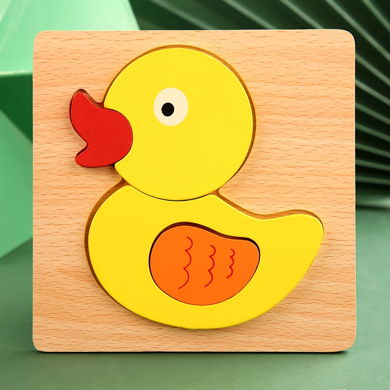 Puzzle en Bois 3D Animaux — Jeu d'Éveil et d'Apprentissage pour Bébé