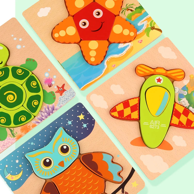 Puzzle en Bois 3D Animaux — Jeu d'Éveil et d'Apprentissage pour Bébé
