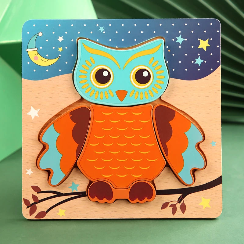 Puzzle en Bois 3D Animaux — Jeu d'Éveil et d'Apprentissage pour Bébé