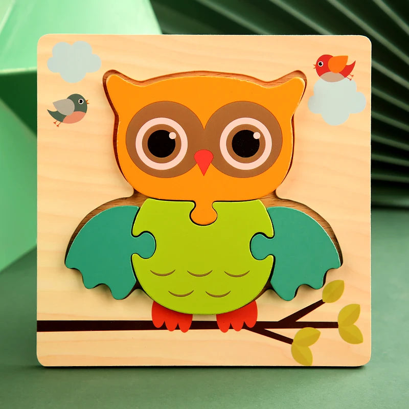 Puzzle en Bois 3D Animaux — Jeu d'Éveil et d'Apprentissage pour Bébé