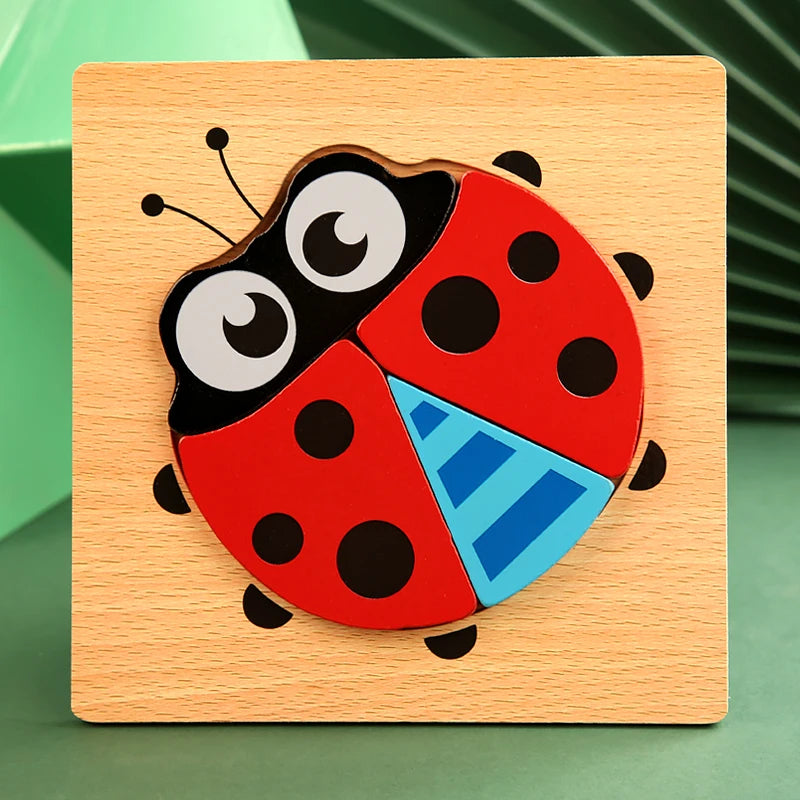 Puzzle en Bois 3D Animaux — Jeu d'Éveil et d'Apprentissage pour Bébé