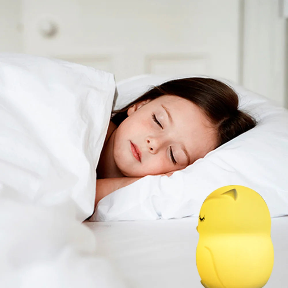 Veilleuse LED Hibou Silicone - Tactile Télécommande 9 Couleurs Rechargeable