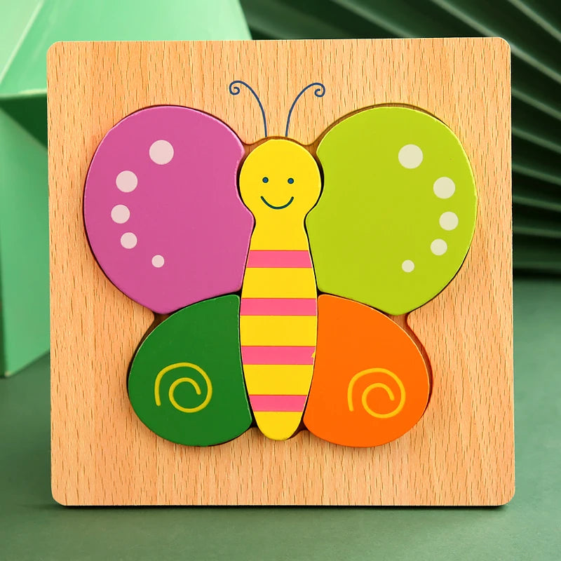 Puzzle en Bois 3D Animaux — Jeu d'Éveil et d'Apprentissage pour Bébé