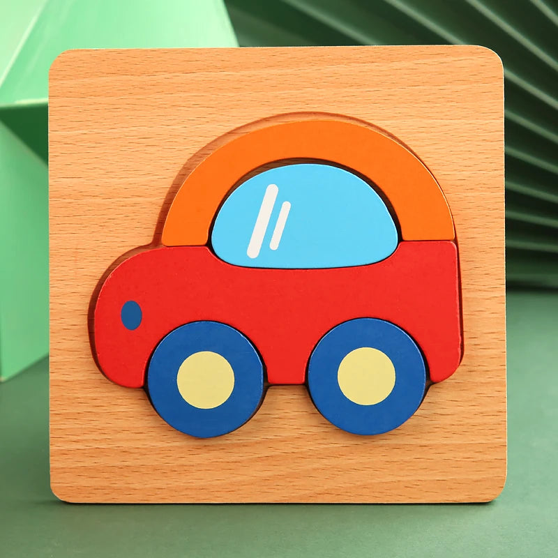 Puzzle en Bois 3D Animaux — Jeu d'Éveil et d'Apprentissage pour Bébé