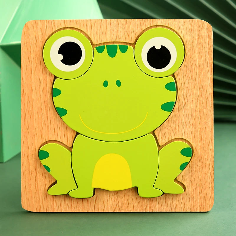 Puzzle en Bois 3D Animaux — Jeu d'Éveil et d'Apprentissage pour Bébé
