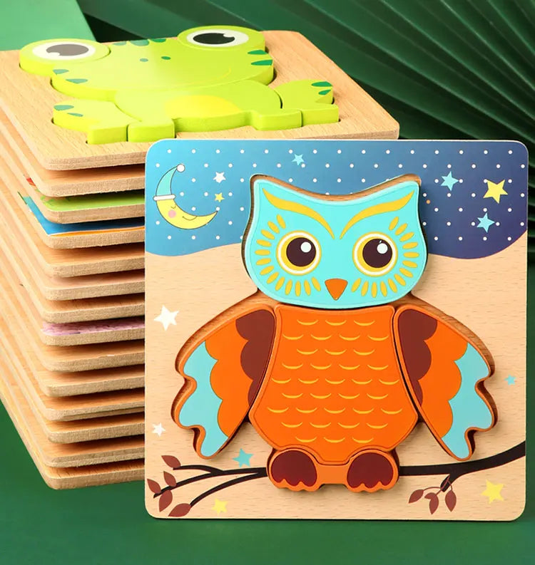 Puzzle en Bois 3D Animaux — Jeu d'Éveil et d'Apprentissage pour Bébé