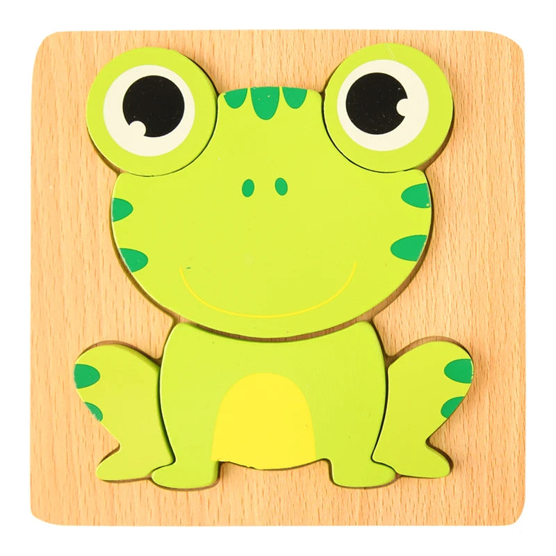 Puzzle en Bois 3D Animaux — Jeu d'Éveil et d'Apprentissage pour Bébé