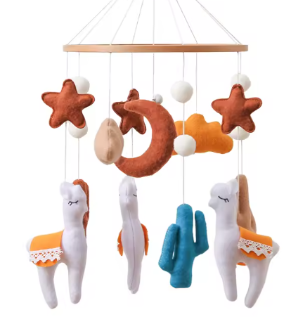 Mobile Bébé Bois Naturel - Nuages & Ourson Style Scandinave Lit Berceau