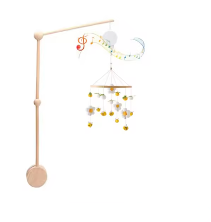 Mobile Bébé Bois Naturel - Nuages & Ourson Style Scandinave Lit Berceau