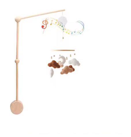 Mobile Bébé Bois Naturel - Nuages & Ourson Style Scandinave Lit Berceau