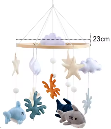 Mobile Bébé Bois Naturel - Nuages & Ourson Style Scandinave Lit Berceau