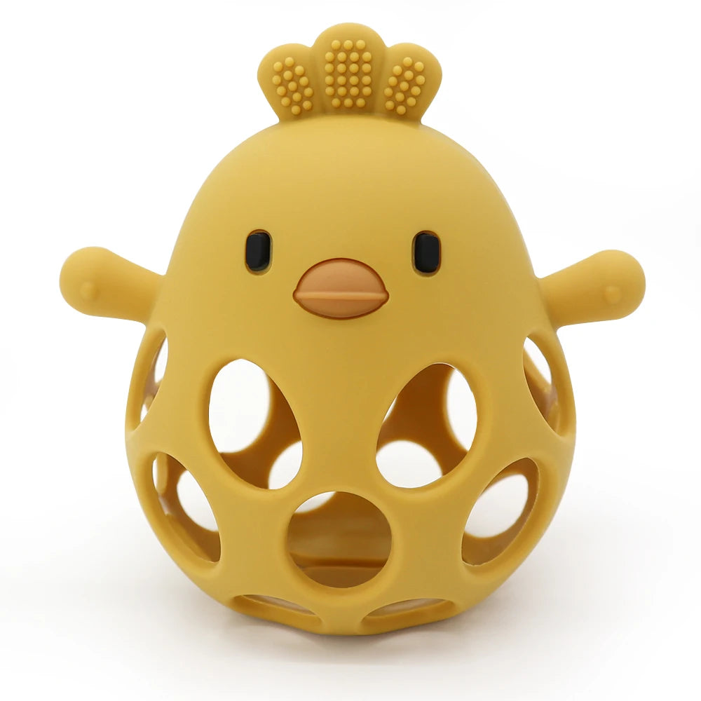 Jouet de Dentition Poussin Silicone - Balle Ajourée Bébé