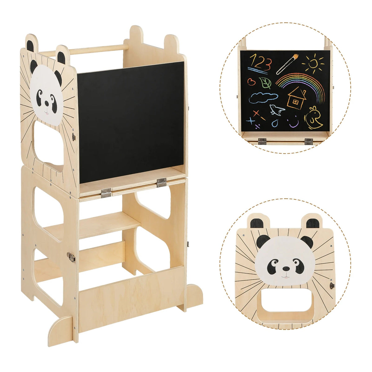 Tour d'Observation Montessori 3-en-1 – Table, Chaise & Tabouret Évolutif pour Enfant