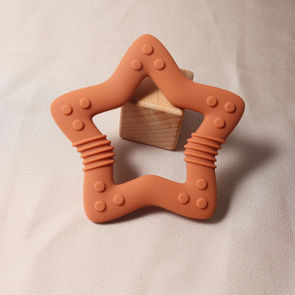 Anneau de Dentition Étoile Silicone - Set Coloris Pastel Bébé