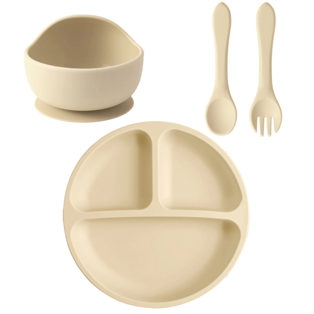 Set d'Assiettes Silicone Ventouses pour Bébé – Vaisselle Complète 4 Pièces