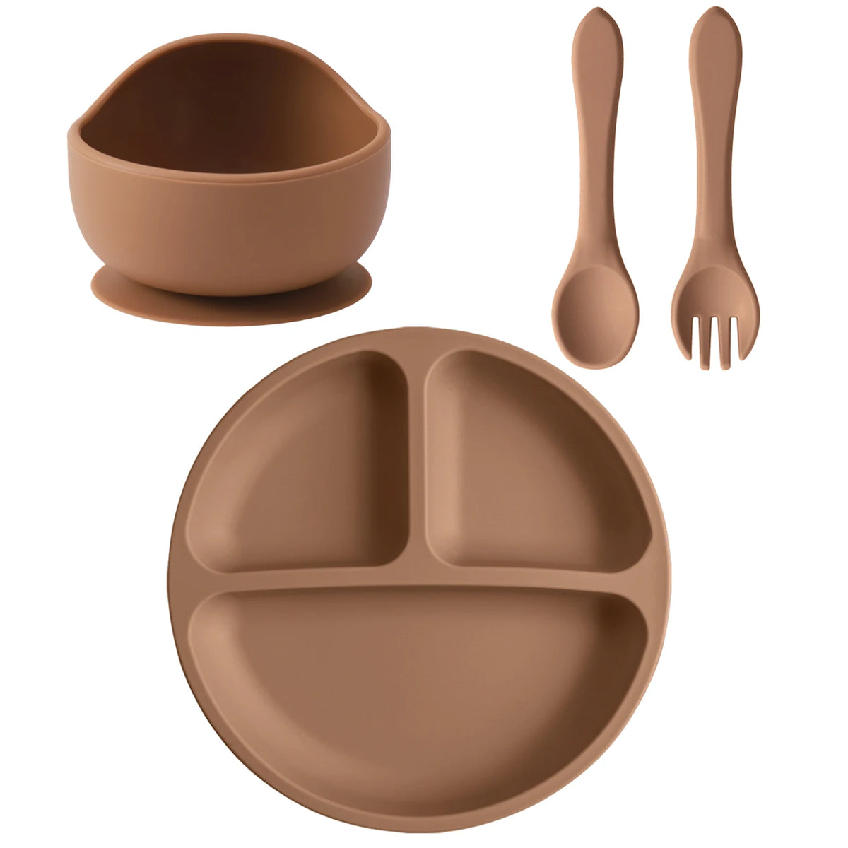 Set d'Assiettes Silicone Ventouses pour Bébé – Vaisselle Complète 4 Pièces