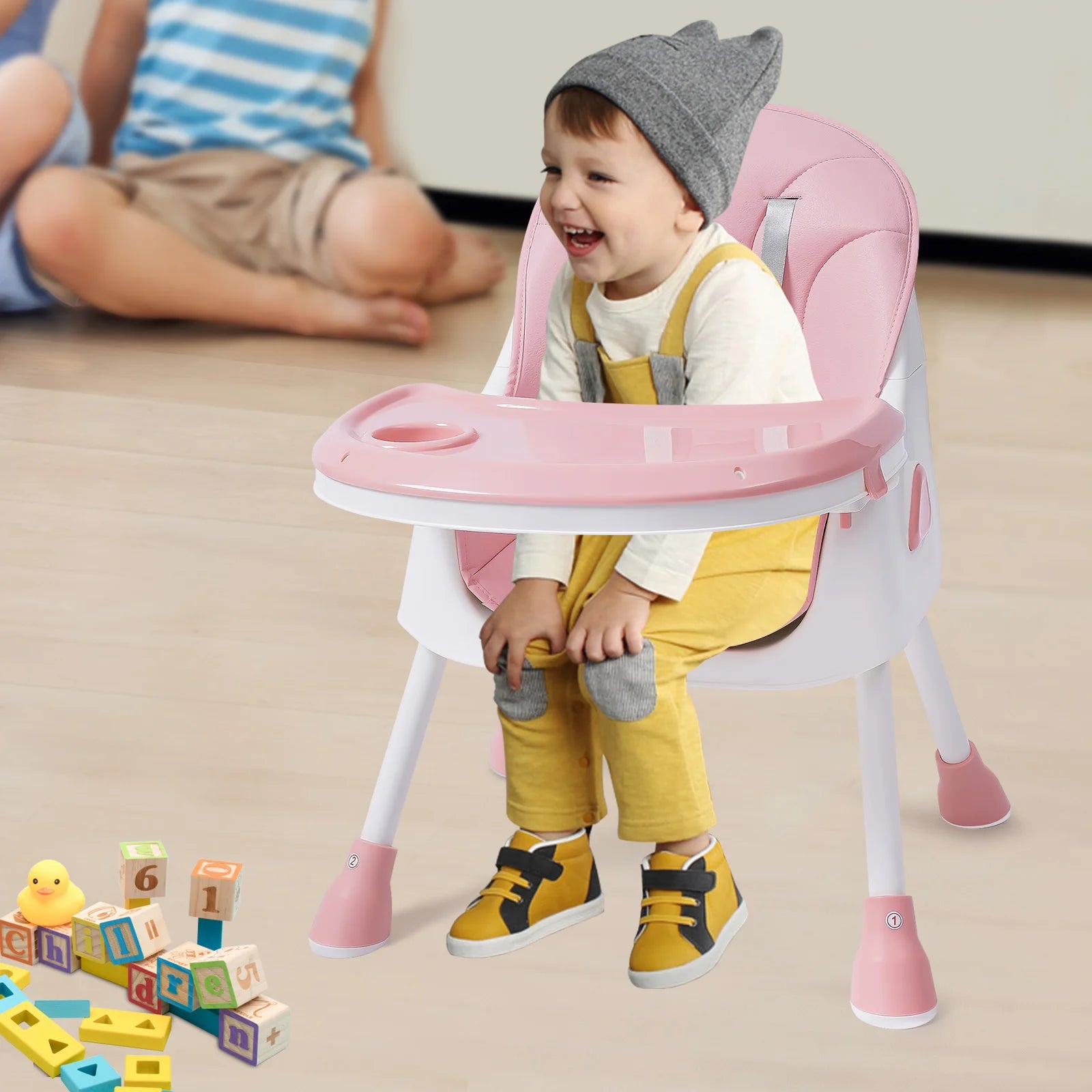 Chaise Haute Bébé Réglable - Double Plateau Antidérapant 6 Mois à 6 Ans