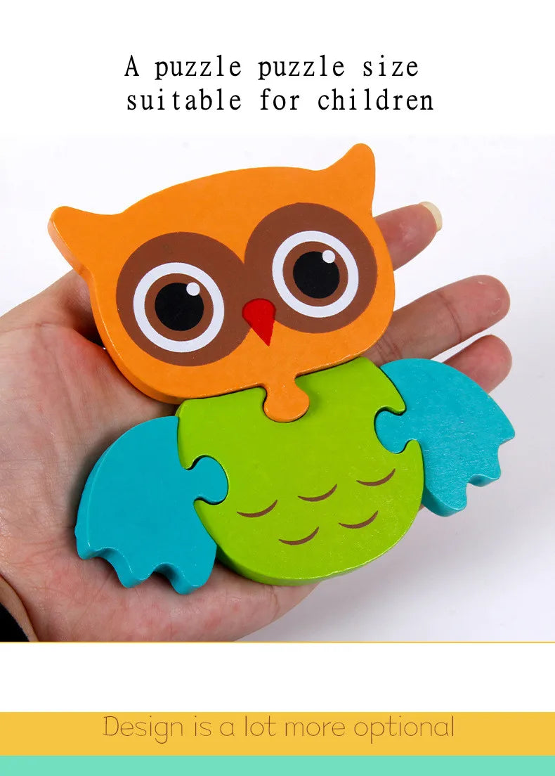 Puzzle en Bois 3D Animaux — Jeu d'Éveil et d'Apprentissage pour Bébé