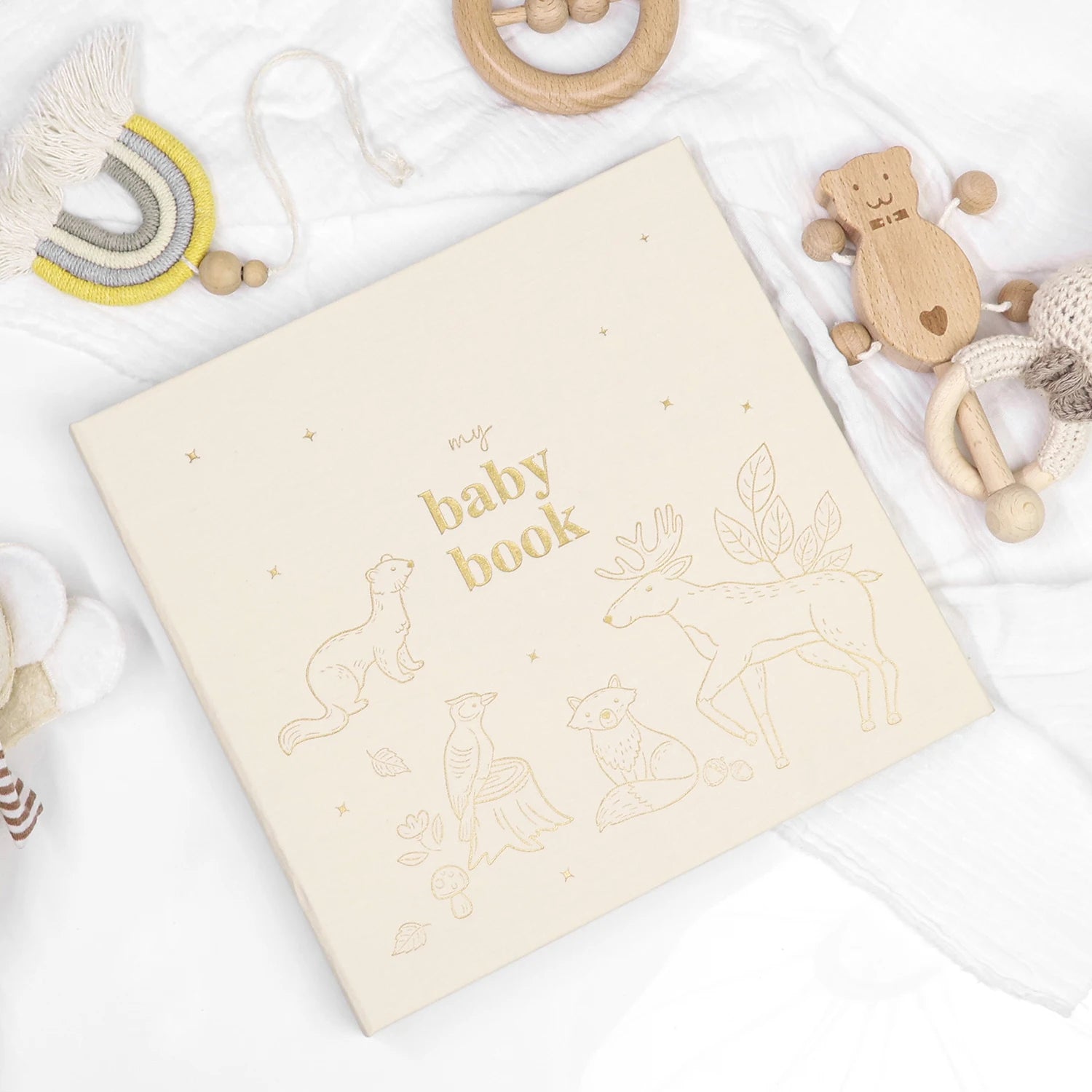 Livre souvenir bébé 1ère année ERATOPIC — Journal mémoire naissance en lin, cadeau baby shower