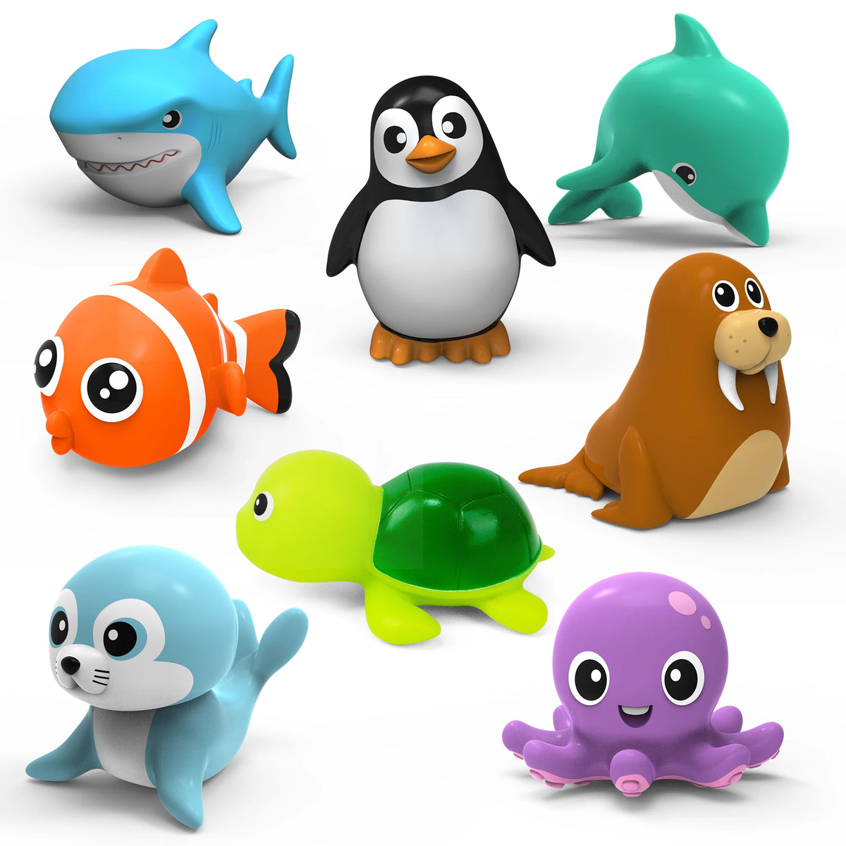 Set de 8 Jouets de Bain Animaux Marins à Remontoir – Anti-Moisissure