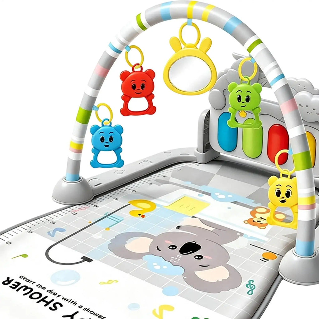 Tapis d'Éveil Musical avec Arche de Jeu – Portique Sensoriel Lumineux pour Bébé