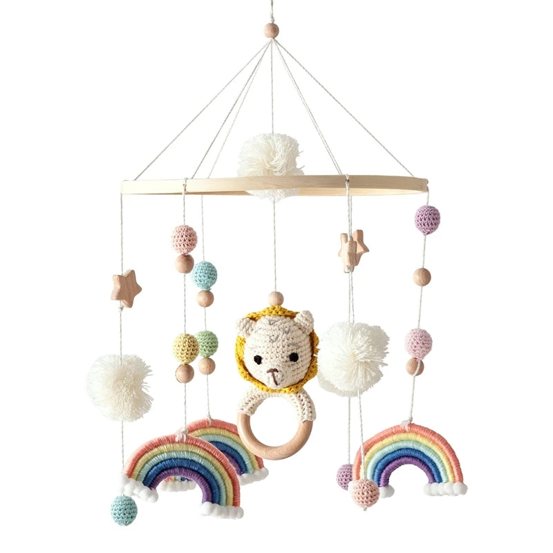 Mobile Bébé Bois Naturel - Nuages & Ourson Style Scandinave Lit Berceau