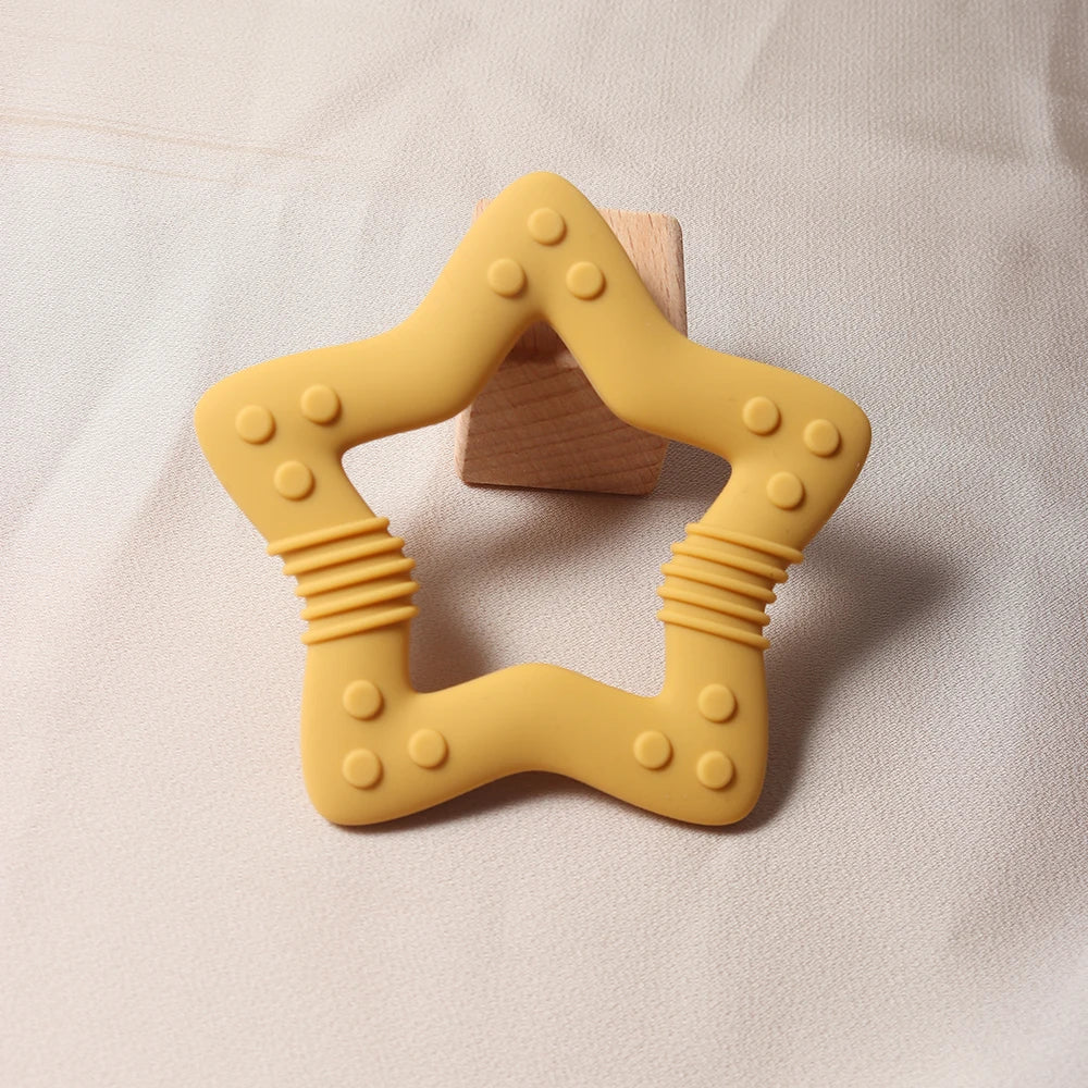 Anneau de Dentition Étoile Silicone - Set Coloris Pastel Bébé
