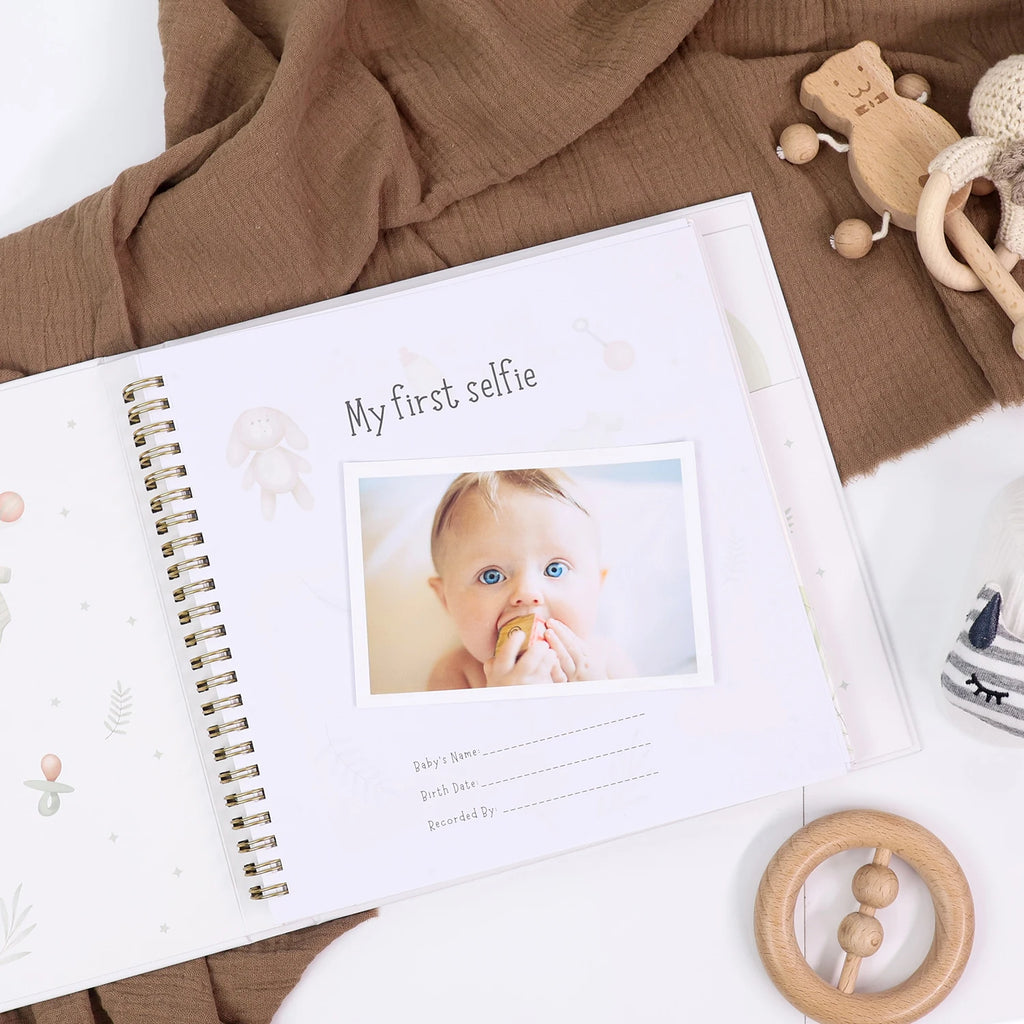 Livre souvenir bébé 1ère année ERATOPIC — Journal mémoire naissance en lin, cadeau baby shower