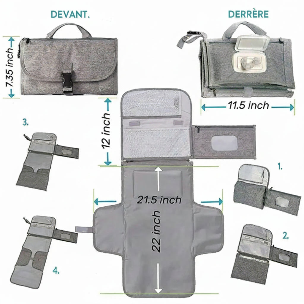 Matelas à Langer Portable — Pochettes de Rangement, Voyage