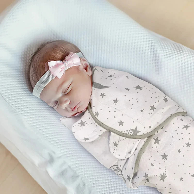 Kit Emmaillotage Bébé + Bonnet - Ensemble Coton Imprimé 0-6 Mois