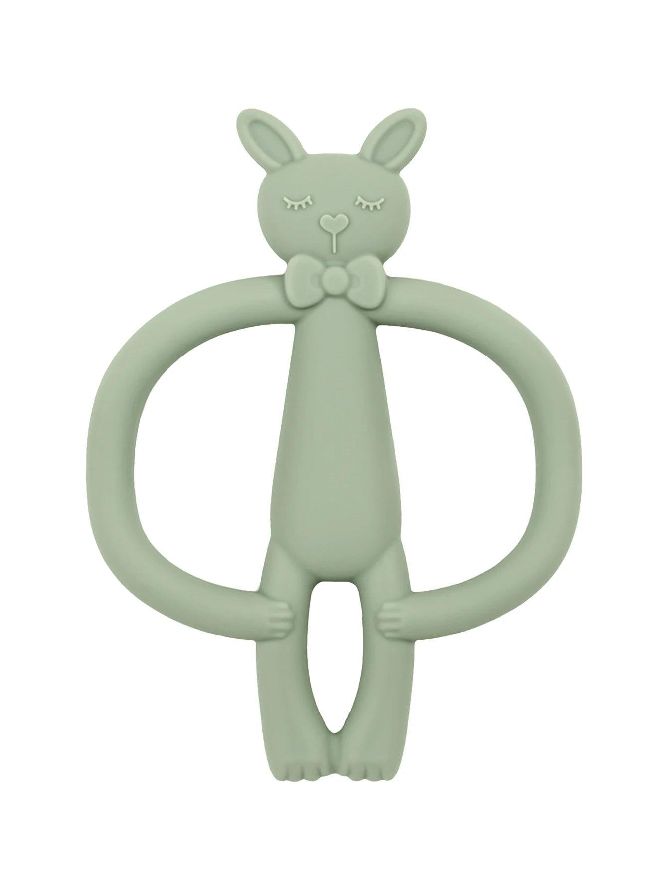Anneau de Dentition Lapin Silicone - Jouet Mordant Bébé Coloris Pastel