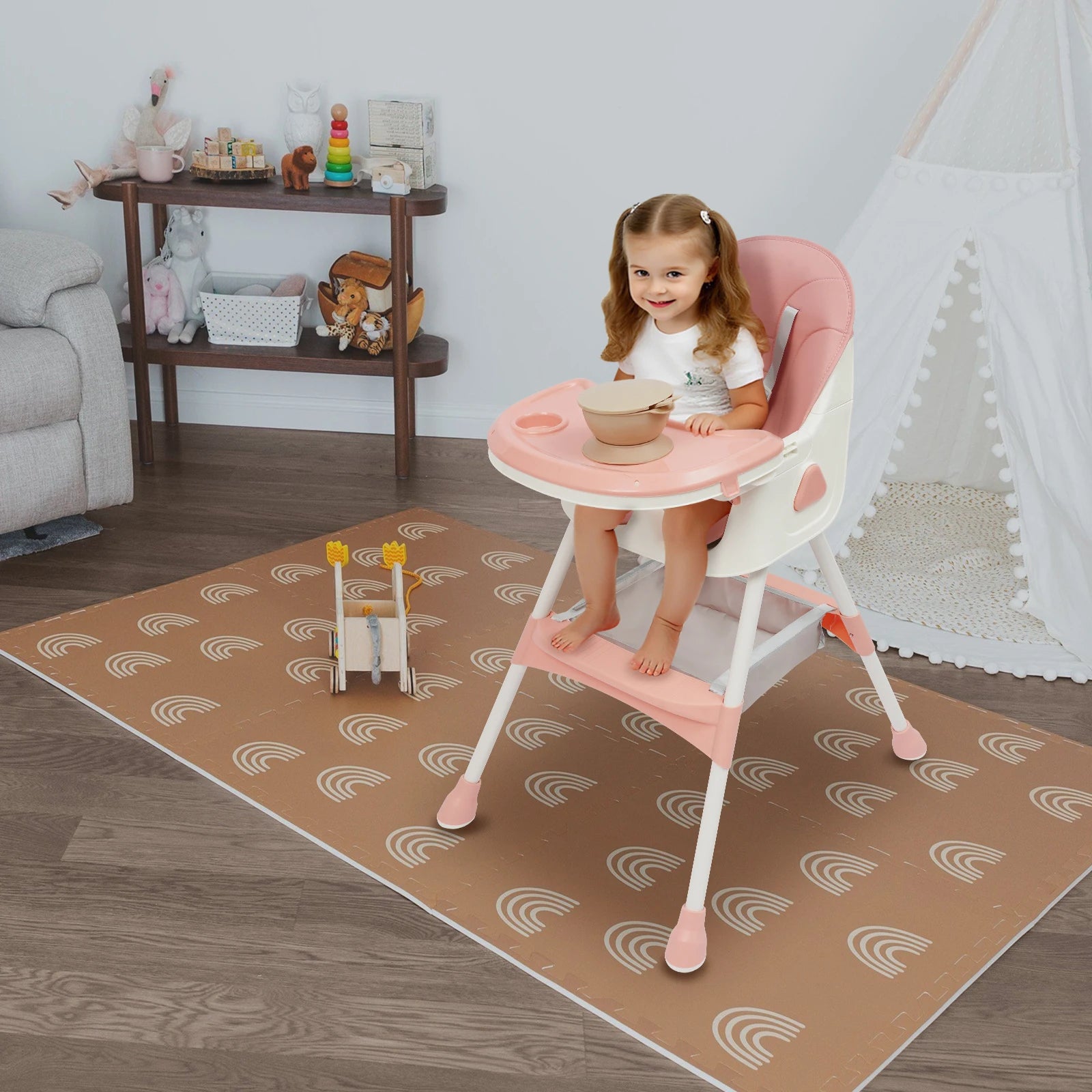 Chaise Haute Bébé Réglable - Double Plateau Antidérapant 6 Mois à 6 Ans