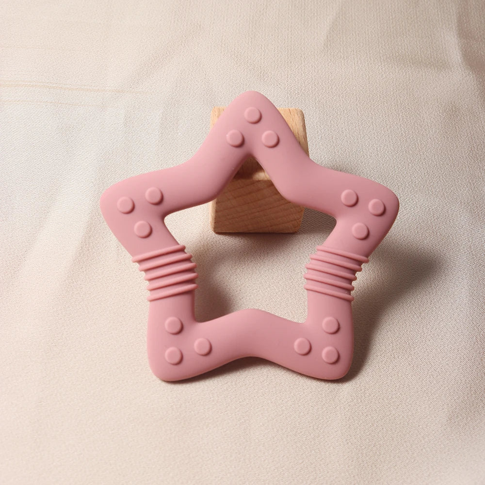 Anneau de Dentition Étoile Silicone - Set Coloris Pastel Bébé