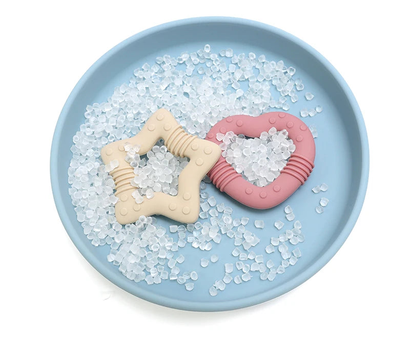 Anneau de Dentition Étoile Silicone - Set Coloris Pastel Bébé