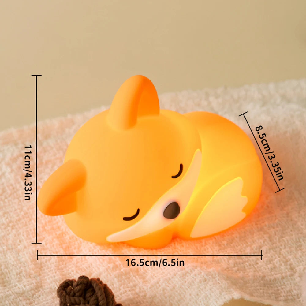 Veilleuse LED Renard Silicone - Lampe Rechargeable USB Chambre Bébé