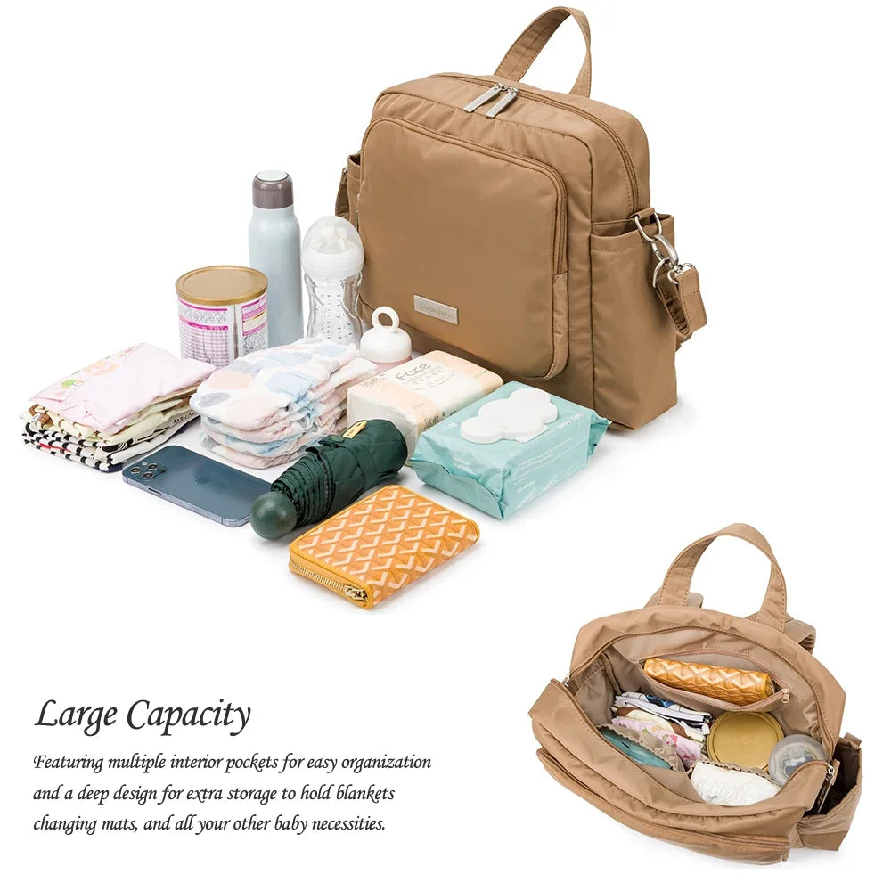 Sac à langer imperméable grande capacité — Sac à dos voyage maman & bébé, polyester solide
