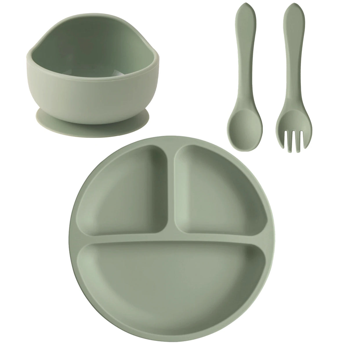 Set d'Assiettes Silicone Ventouses pour Bébé – Vaisselle Complète 4 Pièces