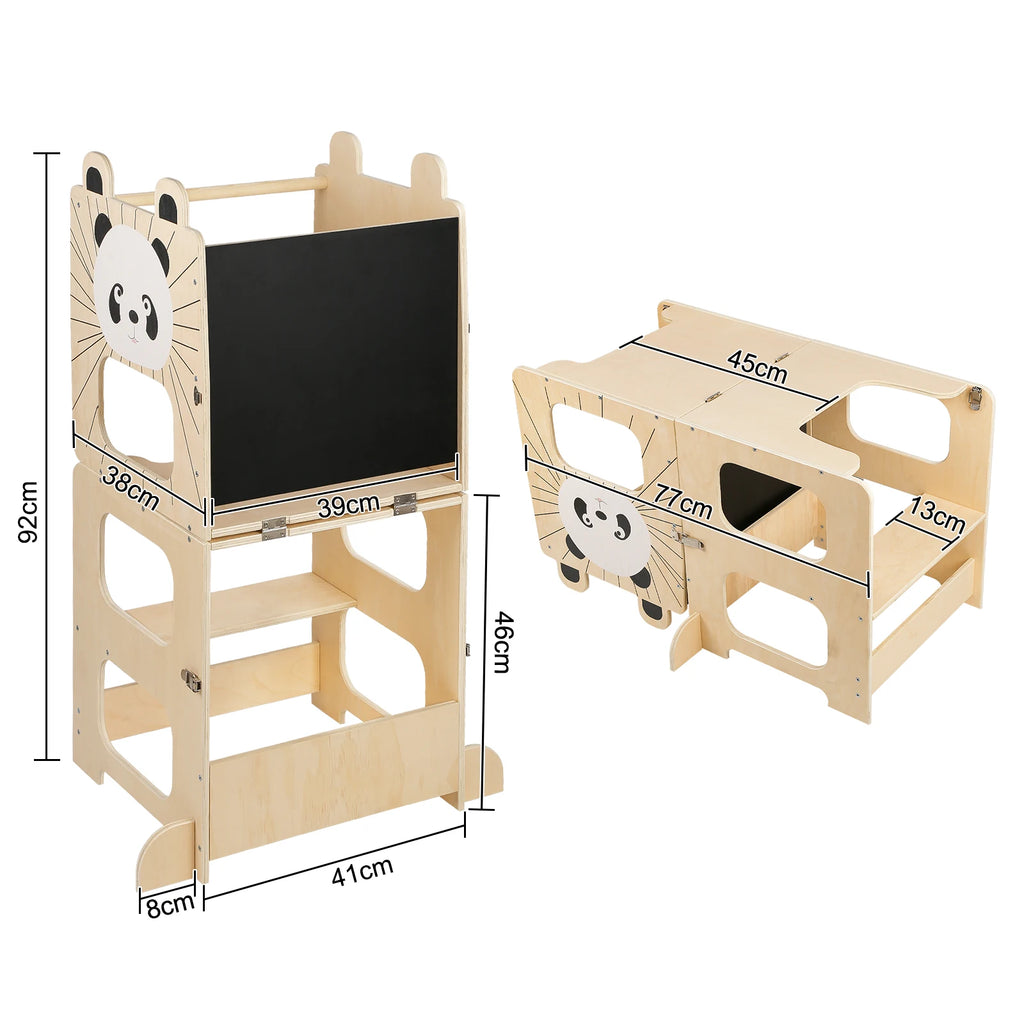 Tour d'Observation Montessori 3-en-1 – Table, Chaise & Tabouret Évolutif pour Enfant