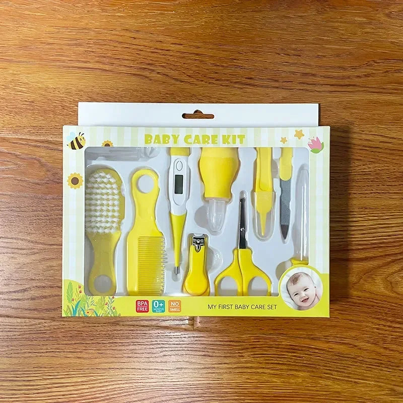 Kit Soins Bébé 10 Pièces - Brosse Thermomètre Coupe-Ongles Essentiel