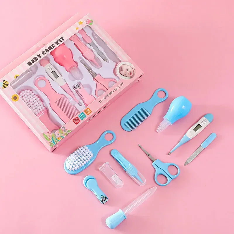 Kit Soins Bébé 10 Pièces - Brosse Thermomètre Coupe-Ongles Essentiel