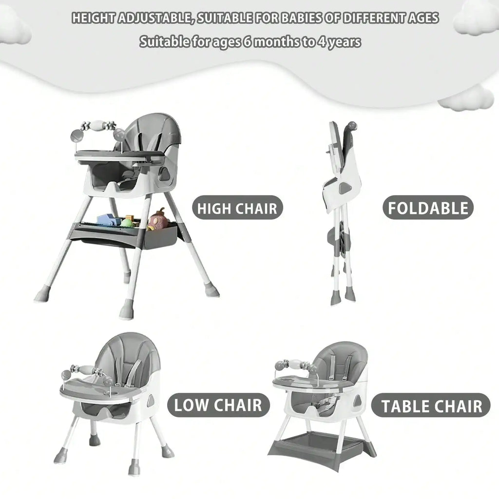 Chaise Haute Pliable Bébé 2 en 1 - Plateau Double Jouet Inclus Facile à Nettoyer