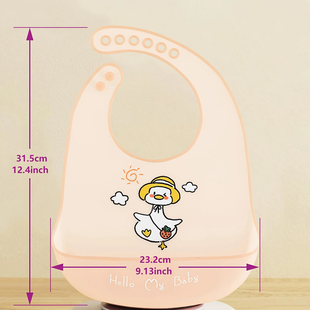 Bavoir Silicone Bébé Imperméable - Motifs Animaux Réglable