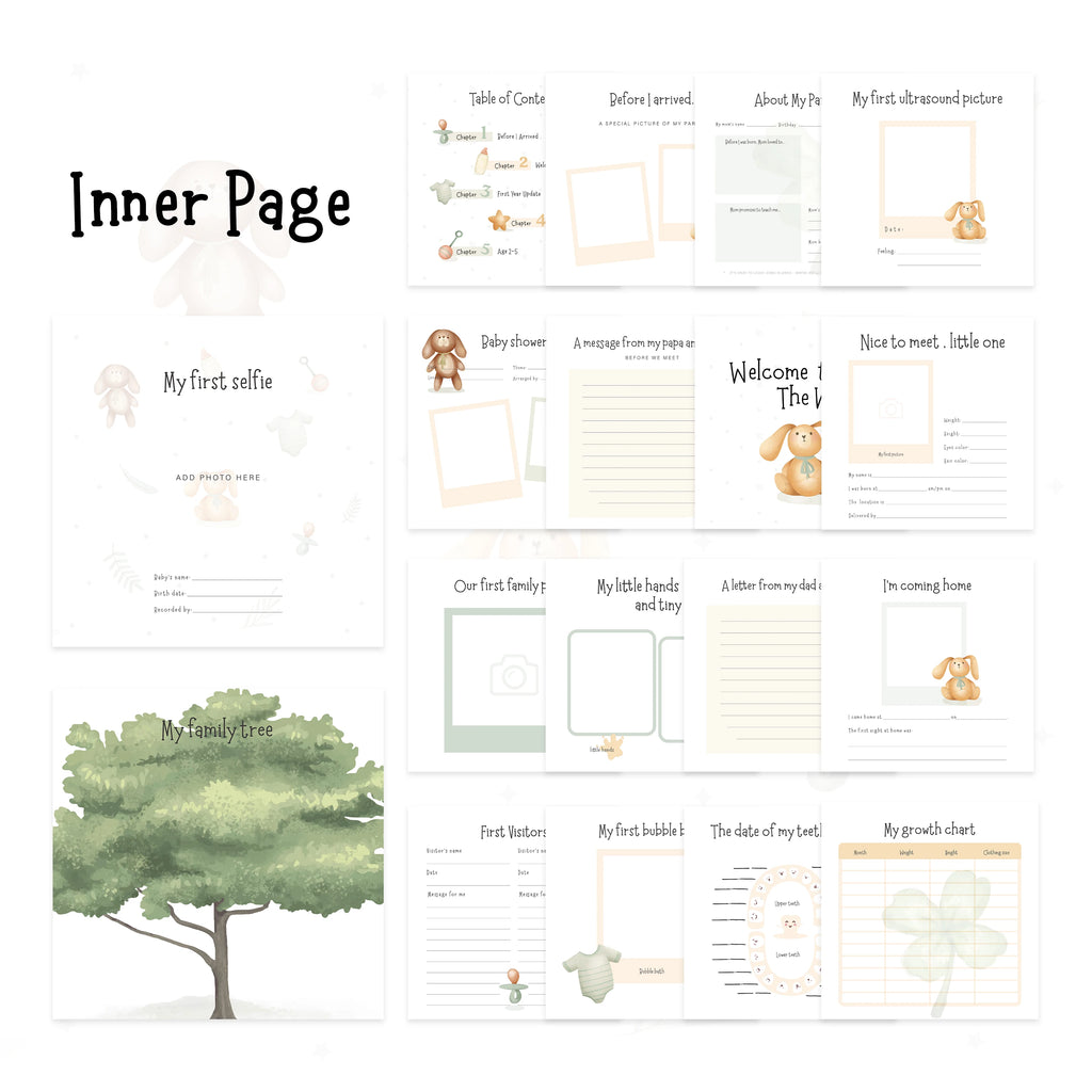 Livre souvenir bébé 1ère année ERATOPIC — Journal mémoire naissance en lin, cadeau baby shower