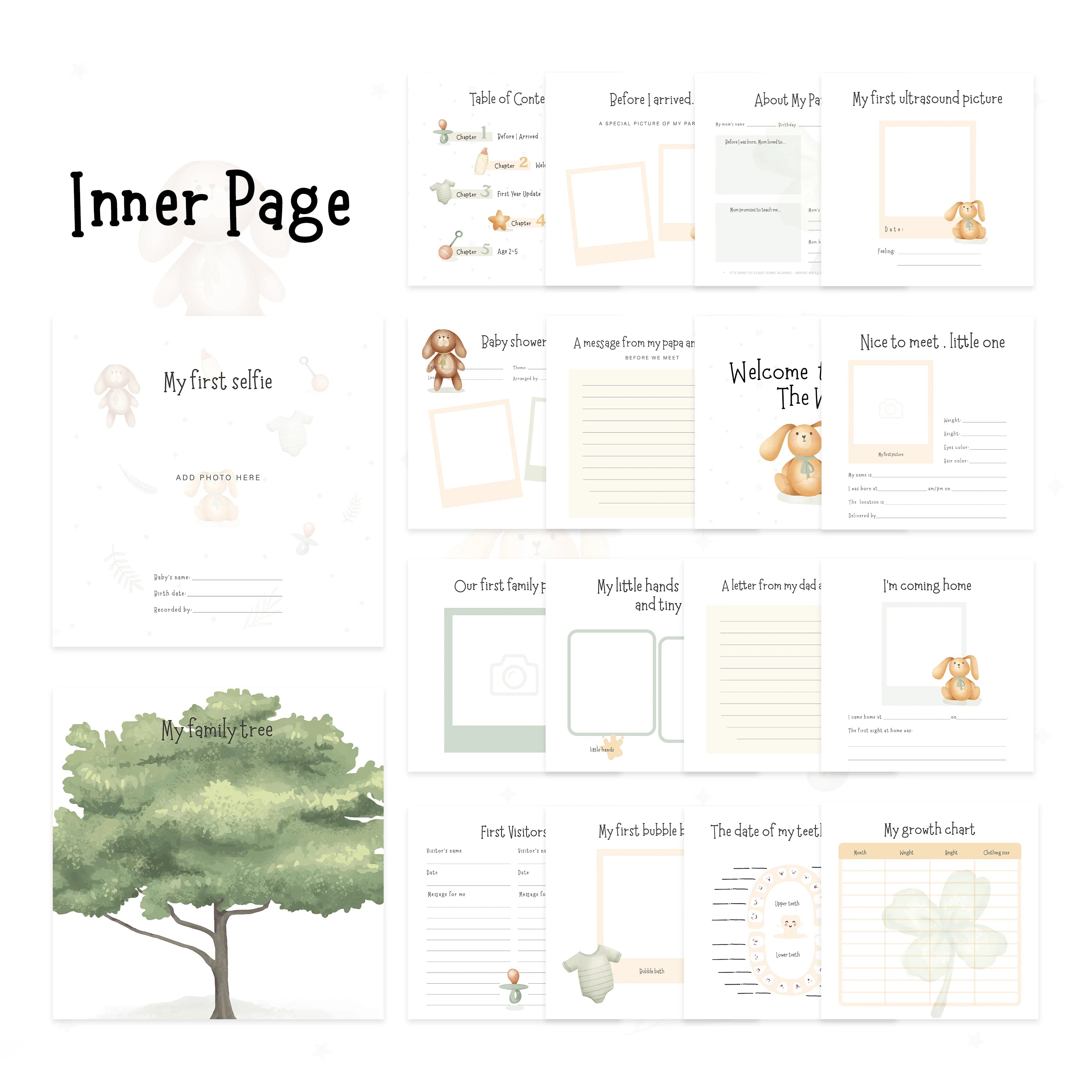 Livre souvenir bébé 1ère année ERATOPIC — Journal mémoire naissance en lin, cadeau baby shower