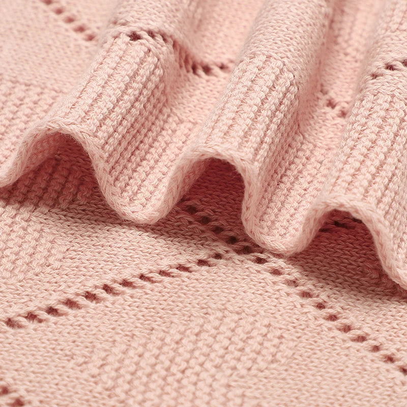 Couverture Tricot Bébé - Plaid Coton Doux Poussette & Lit 90x70cm